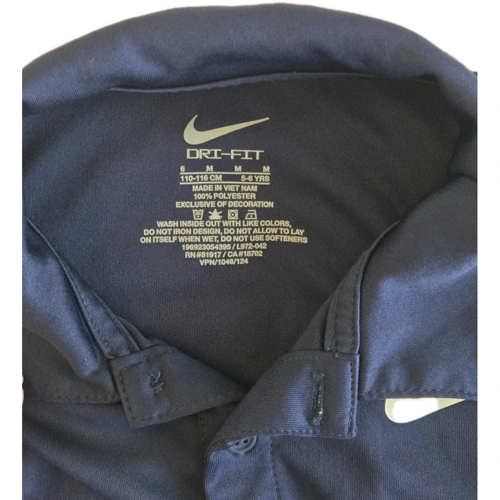Nike Boys Navy Blue Polo Shirt Dri Fit Performance, Golf Dress Uniform Size 5-6